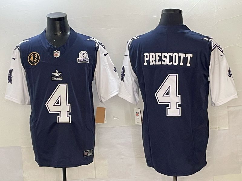 Men 2025 Nike Dallas Cowboys #4 Prescott Drak Blue 4th generation Limited NFL Jersey 02